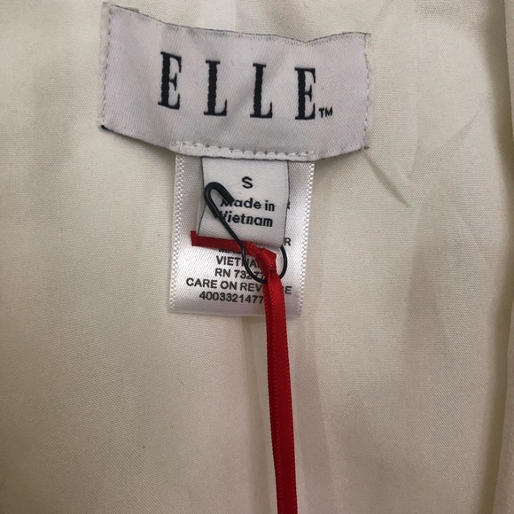 ELLE Small Sleeveless Blazer Jacket Duster Vest Collared Open Front Marshmallow - Picture 2 of 13